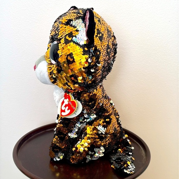 Brand New Ty Flippables STERLING Leopard Beanie Boos Sequins Plush 9" Medium - Picture 6 of 13